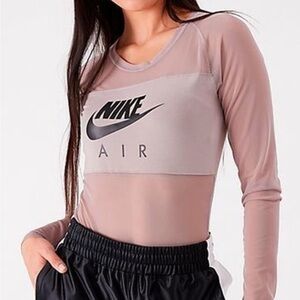 Nike Air Women’s Long Sleeve Bodysuit Mesh Panel Streetwear Size Small